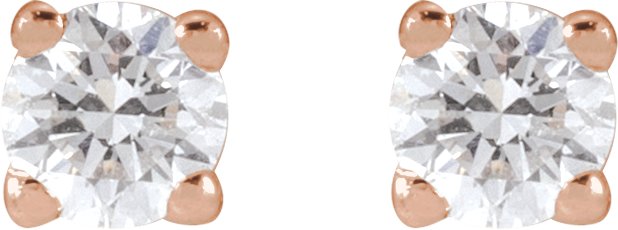 14K Gold Lab-Grown Diamond Round 4-Prong Lightweight Stud Earrings – up to 1 1/4 CTW - Rose Gold - view 6