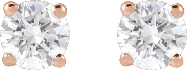 14K Gold Lab-Grown Diamond Round 4-Prong Lightweight Stud Earrings – up to 1 1/4 CTW - Rose Gold - view 6