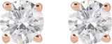 14K Gold Lab-Grown Diamond Round 4-Prong Lightweight Stud Earrings – up to 1 1/4 CTW - Rose Gold - view 6
