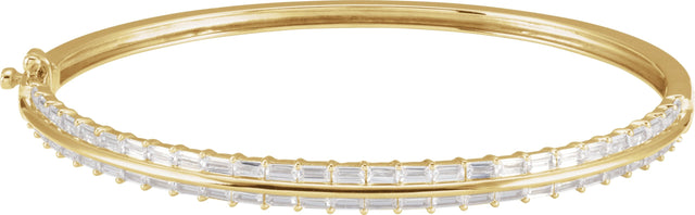 14K Gold Straight Baguette Lab-Grown Diamond Bangle Bracelet - Yellow Gold