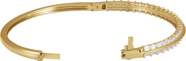 14K Gold Straight Baguette Lab-Grown Diamond Bangle Bracelet - Yellow Gold - view 2