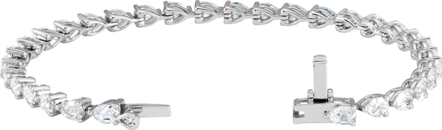 14K Gold Pear Lab-Grown Diamond Line Bracelet - White Gold - view 2