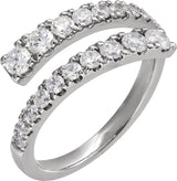 14K Gold Round Lab-Grown Diamond Bypass Ring – 9/10 CTW - White Gold
