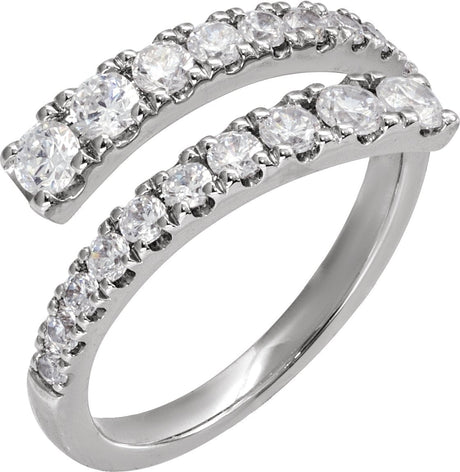 14K Gold Round Lab-Grown Diamond Bypass Ring – 9/10 CTW - White Gold