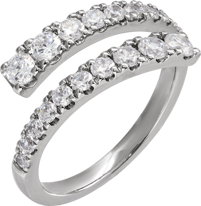 14K Gold Round Lab-Grown Diamond Bypass Ring – 9/10 CTW - White Gold