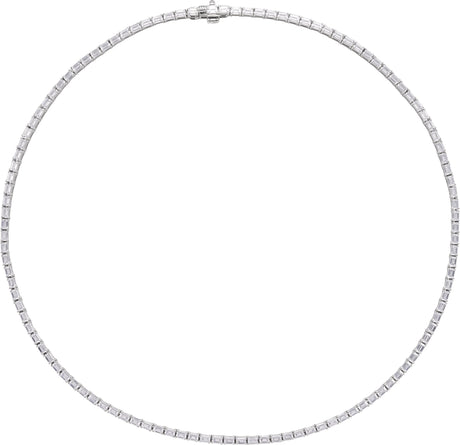 14K Gold Emerald Lab-Grown Diamond Line Necklace - White Gold