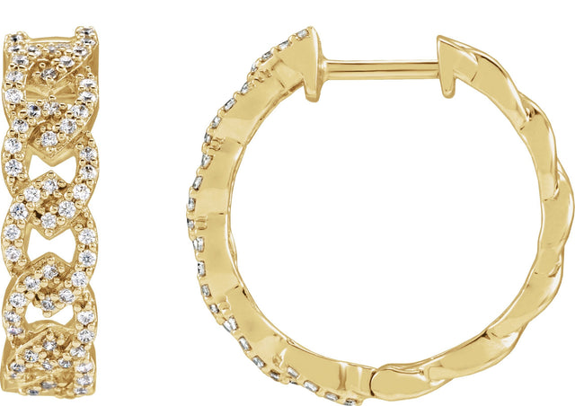 14K Gold Round Lab-Grown Diamond Hoop Earrings – 1/2 CTW - Yellow Gold