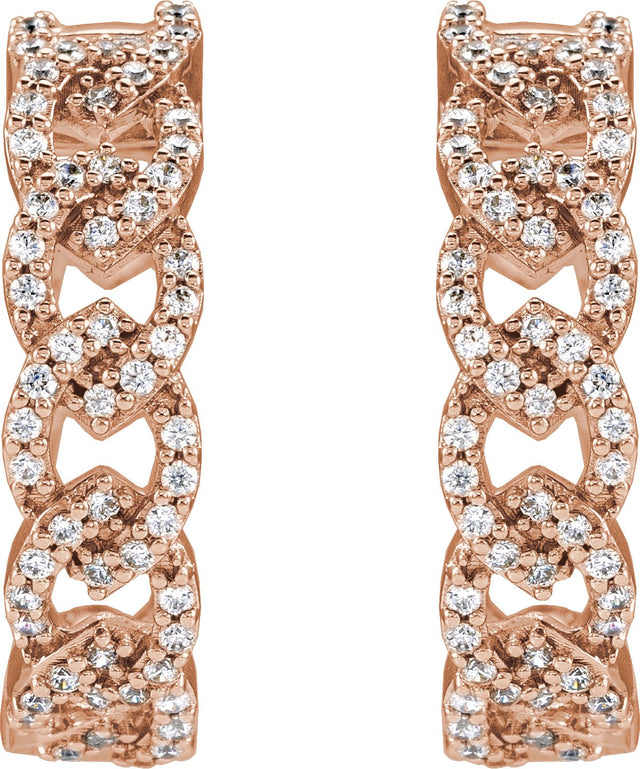 14K Gold Round Lab-Grown Diamond Hoop Earrings – 1/2 CTW - Rose Gold - view 2