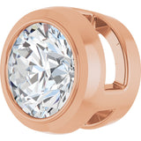 14K Gold Natural Diamond Round Bezel-Set Slide Pendant - Rose Gold - view 5