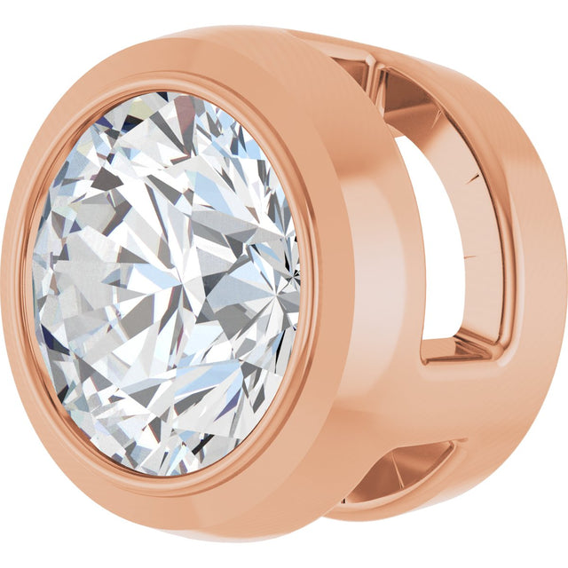 14K Gold Natural Diamond Round Bezel-Set Slide Pendant - Rose Gold - view 5