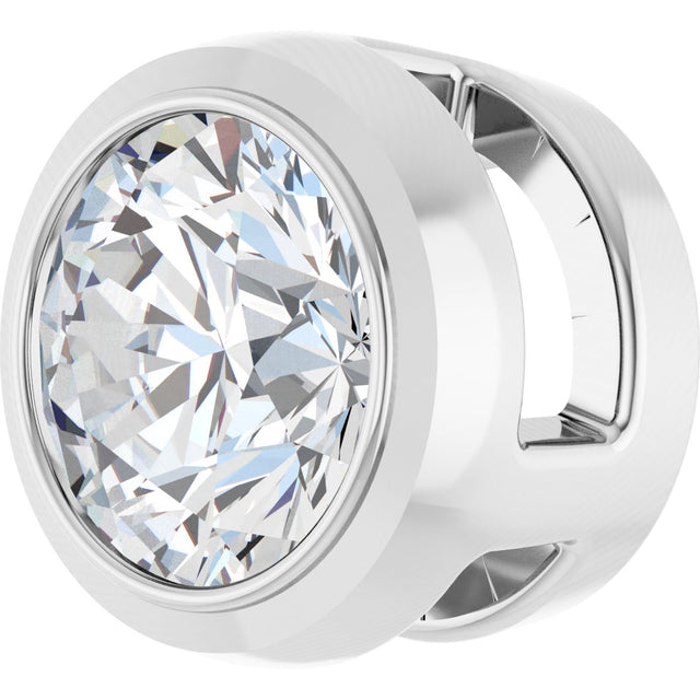 14K Gold Lab-Grown Diamond Round Bezel-Set Slide Pendant - White Gold - view 5