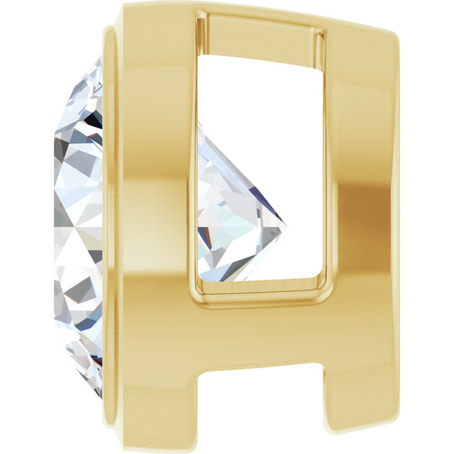 14K Gold Lab-Grown Diamond Round Bezel-Set Slide Pendant - Yellow Gold - view 6