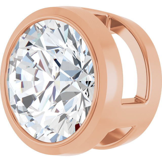 14K Gold Natural Diamond Round Bezel-Set Slide Pendant - Rose Gold - view 5