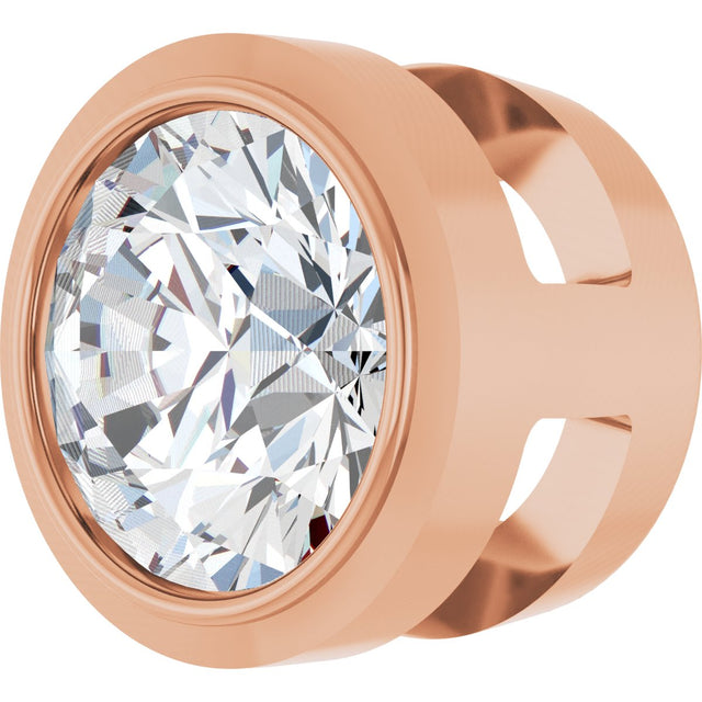 14K Gold Lab-Grown Diamond Round Bezel-Set Slide Pendant - Rose Gold - view 5