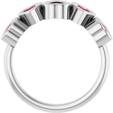 Platinum Natural Mozambique Garnet Five-Stone Heart Ring - view 2