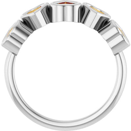Platinum Natural Citrine Five-Stone Heart Ring - view 2