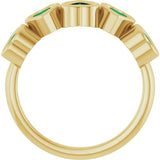 14K Gold Lab-Grown Emerald Five-Stone Heart Ring - Yellow Gold - view 2