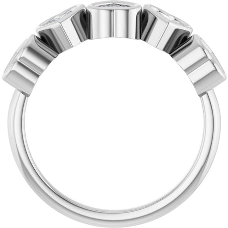 Platinum Natural White Sapphire Five-Stone Heart Ring - view 2