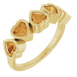 14K Gold Natural Citrine Five-Stone Heart Ring - Yellow Gold