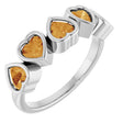 Platinum Natural Citrine Five-Stone Heart Ring