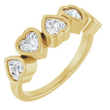 14K Gold Lab-Grown Diamond Five-Stone Heart Ring - Yellow Gold