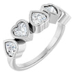 Platinum Natural White Sapphire Five-Stone Heart Ring