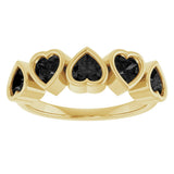 14K Gold Natural Black Onyx Five-Stone Heart Ring - Yellow Gold - view 3