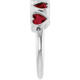 Platinum Natural Mozambique Garnet Five-Stone Heart Ring - view 4