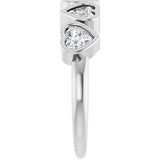 Platinum Natural White Sapphire Five-Stone Heart Ring - view 4
