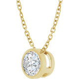 14K Gold Round Natural Diamond Solitaire Bezel-Set Necklace - Yellow Gold - view 5