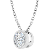 14K Gold Round Natural Diamond Solitaire Bezel-Set Necklace - White Gold - view 5