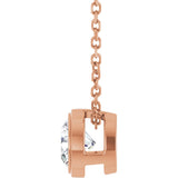 14K Gold Round Lab-Grown Diamond Solitaire Bezel-Set Necklace - Rose Gold - view 6