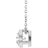 Platinum Round Natural Diamond Solitaire Bezel-Set Necklace - view 6