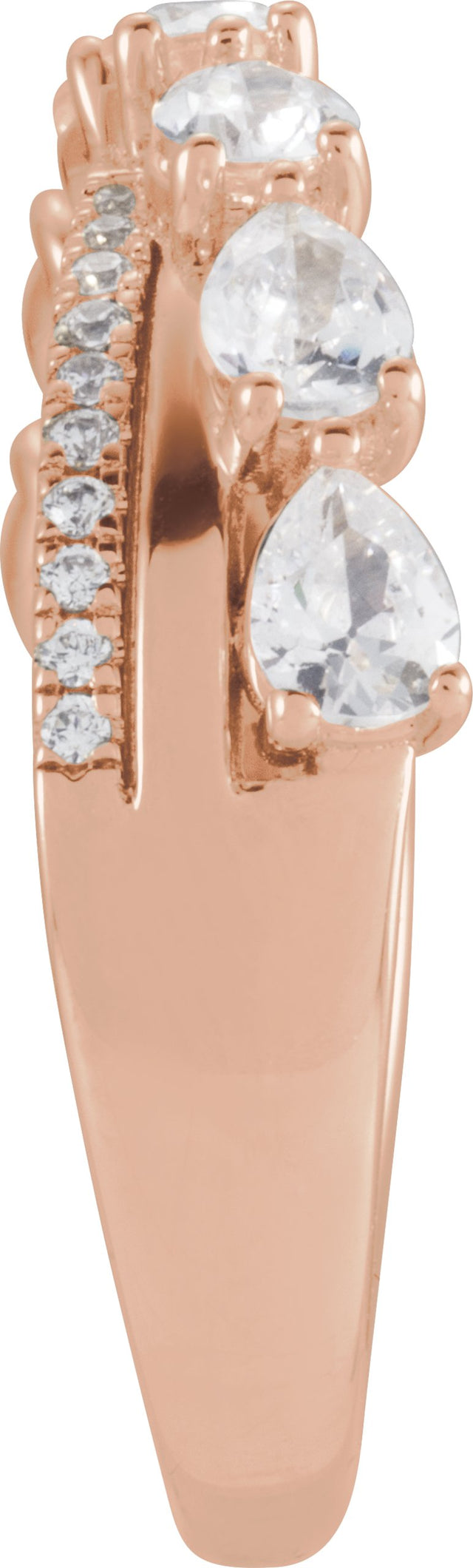 14K Gold Pear Natural Diamond Accented Ring - Rose Gold - view 8