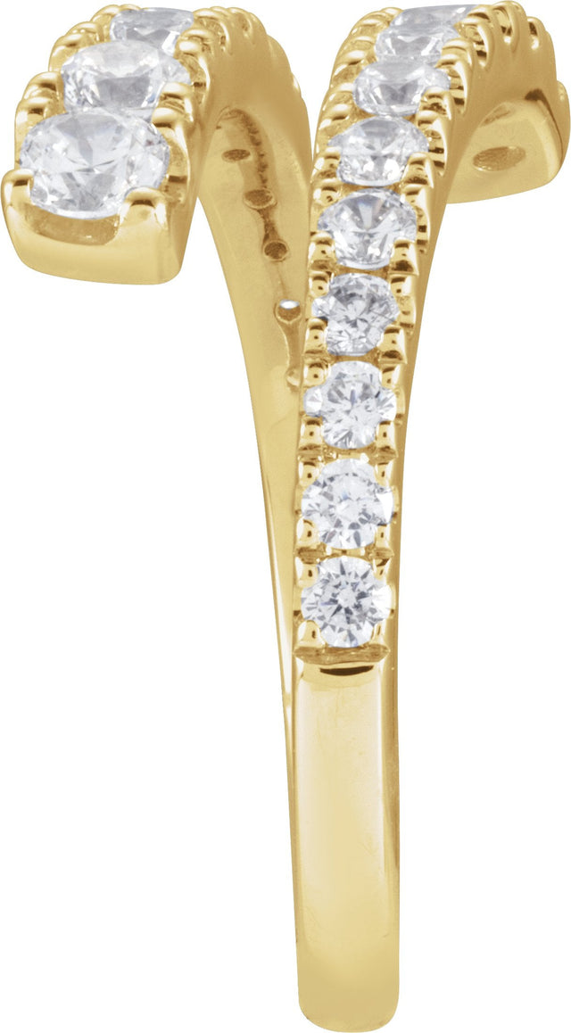 14K Gold Round Lab-Grown Diamond Bypass Ring – 9/10 CTW - Yellow Gold - view 3