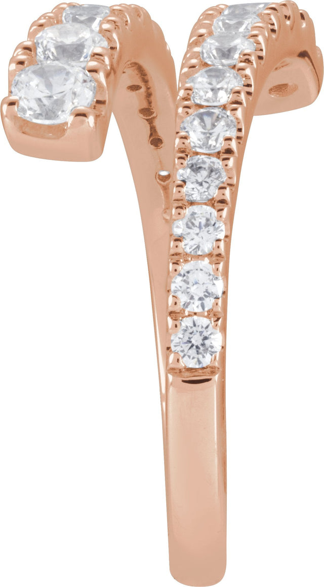 14K Gold Round Lab-Grown Diamond Bypass Ring – 9/10 CTW - Rose Gold - view 3