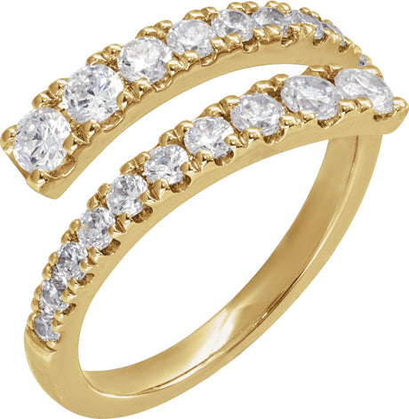 14K Gold Round Lab-Grown Diamond Bypass Ring – 9/10 CTW - Yellow Gold