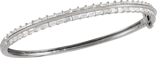 14K Gold Straight Baguette Lab-Grown Diamond Bangle Bracelet - White Gold - view 3