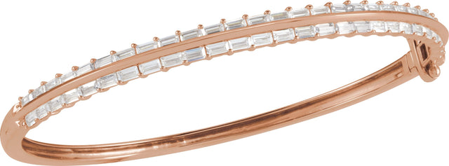 14K Gold Straight Baguette Lab-Grown Diamond Bangle Bracelet - Rose Gold - view 3