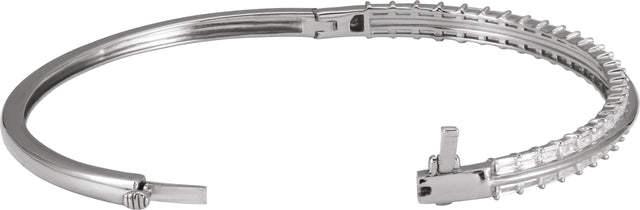 14K Gold Straight Baguette Lab-Grown Diamond Bangle Bracelet - White Gold - view 2