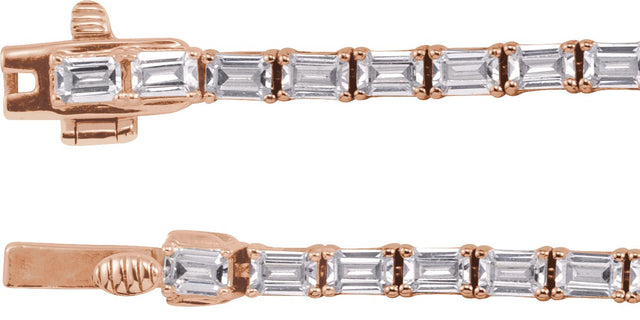 14K Gold Emerald Lab-Grown Diamond Line Necklace - Rose Gold - view 3