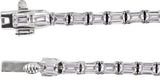 14K Gold Emerald Lab-Grown Diamond Line Necklace - White Gold - view 3