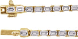 14K Gold Emerald Lab-Grown Diamond Line Necklace - Yellow Gold - view 3