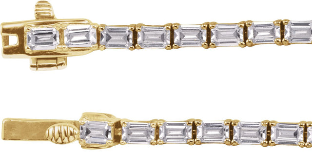 14K Gold Emerald Lab-Grown Diamond Line Necklace - Yellow Gold - view 3