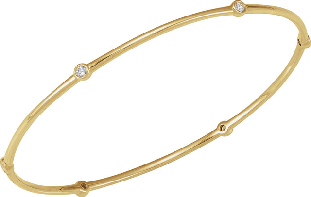 14K Gold Round Lab-Grown Diamond Bezel-Set Bangle Bracelet - Yellow Gold - view 4