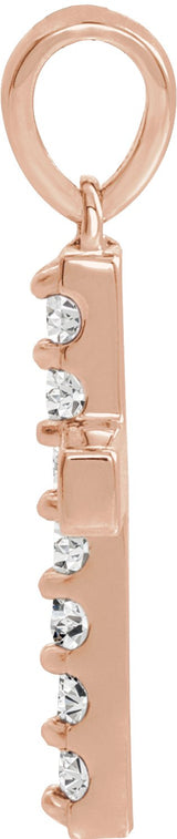 14K Gold Round Lab-Grown Diamond Accented Cross Necklace or Pendant – 1/10 CTW - Rose Gold - view 4