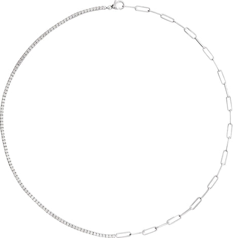 14K Gold Round Lab-Grown Diamond Line Necklace – 3 1/4 CTW - White Gold