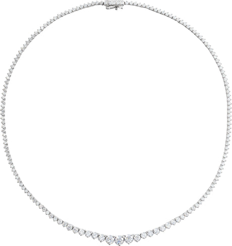 14K Gold Round Lab-Grown Diamond Line Necklace – 9 1/2 CTW - White Gold