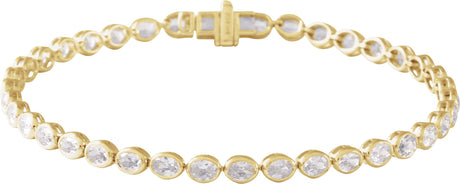 14K Gold Oval Lab-Grown Diamond Line Bracelet - Yellow Gold