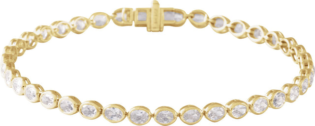 14K Gold Oval Lab-Grown Diamond Line Bracelet - Yellow Gold